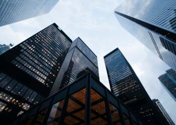 Modern corporate office with AI technology integration