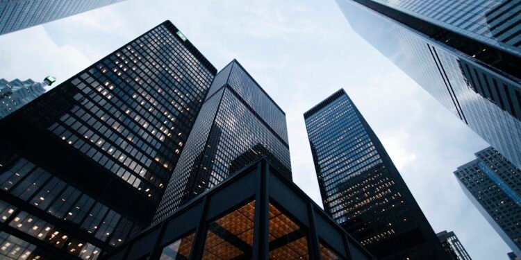 Modern corporate office with AI technology integration