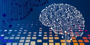 Futuristic AI technology visualization representing industry growth