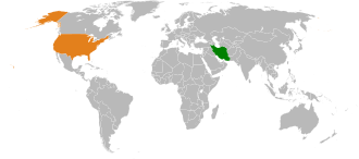Iran and United States diplomatic relations map