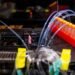 Biotechnology laboratory with scientists working on drug discovery