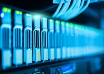 Rows of servers inside a data centre