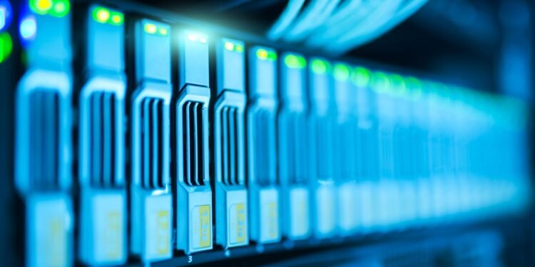Rows of servers inside a data centre