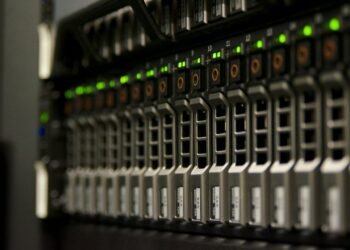Rows of servers in a data center