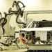 Humanoid robot in factory production line