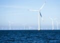 Offshore wind turbines in North Sea for sustainable energy powering data center operations