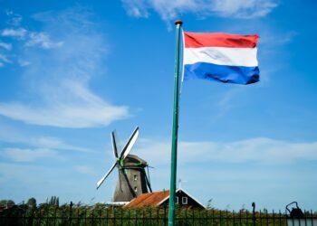 Large solar panel installation in Dutch countryside under bright sky representing Netherlands renewable energy
