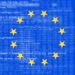 European Union digital identity concept with glitch code background