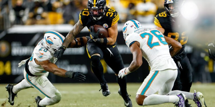 NFL football game with data analytics overlay