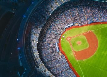 Baseball stadium interior during a professional game