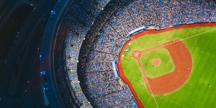 Baseball stadium interior during a professional game