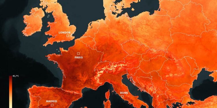 Heatwave in Europe symbolizing AI data center energy consumption challenges