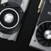 Close-up of an Nvidia graphics card cooling fans