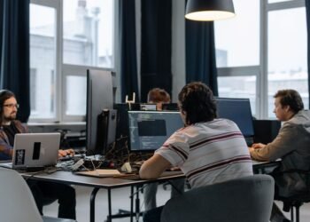 Developers working together in a startup office