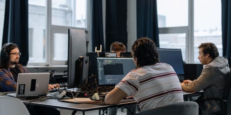 Developers working together in a startup office