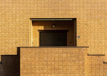 Minimalist brick facade of a building in The Hague