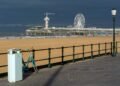 Scheveningen pier and Ferris wheel seen from the boulevard