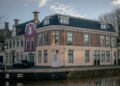 Traditional Dutch brick houses along a canal