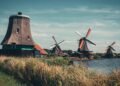 A Dutch landscape with a windmill
