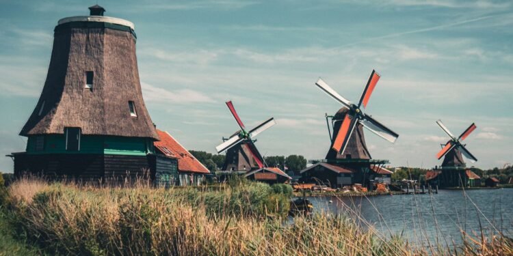 A Dutch landscape with a windmill