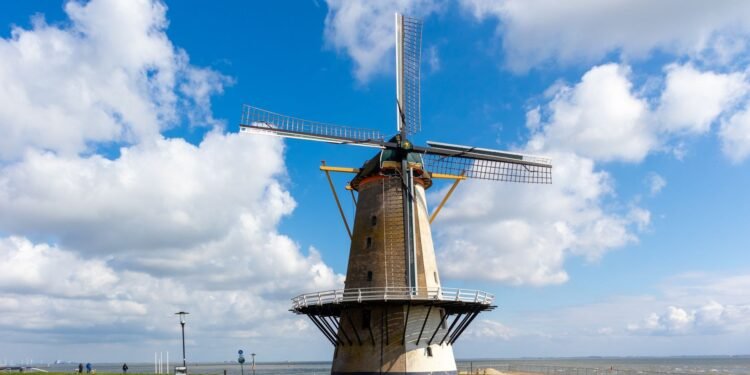 A Dutch landscape with a windmill