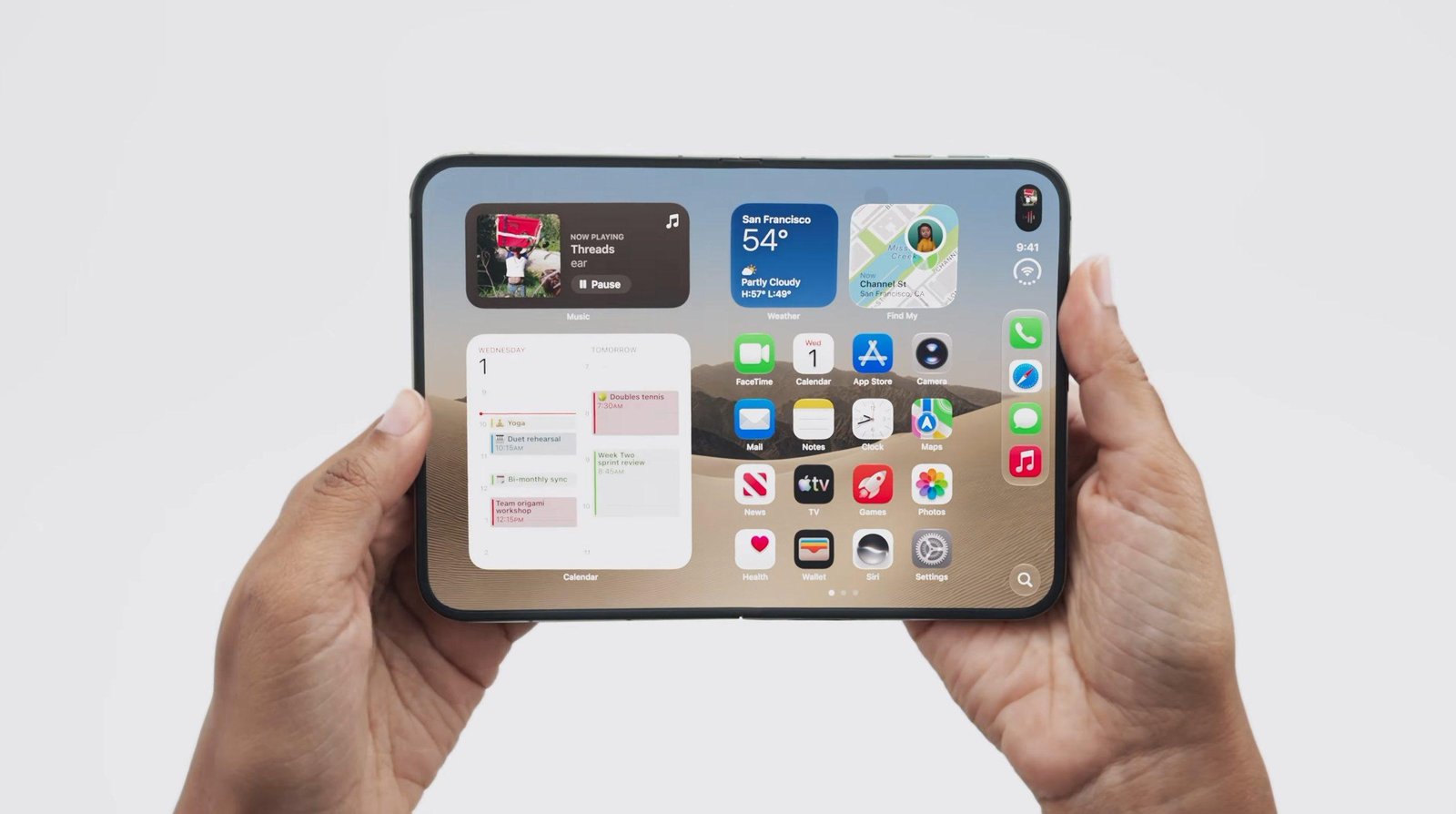 Apple's iPhone Duo foldable shown during the company's September 2026 launch event