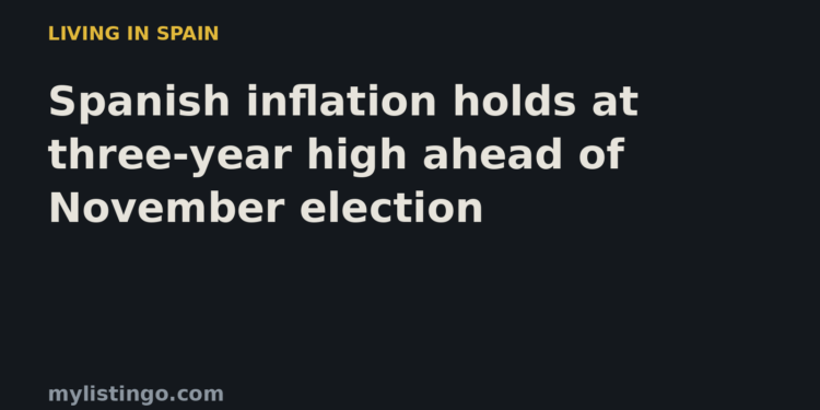 Mylistingo title card: Spanish inflation holds at three-year high ahead of November election